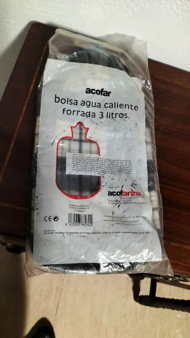 Bolsa de agua caliente 3L, funda polar