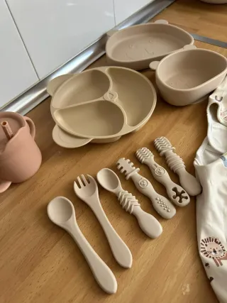 Kit Comida Bebé Silicona y Textil