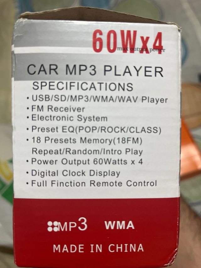 Reproductor MP3 Coche USB/SD 60W x4