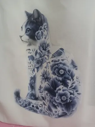 Bolsa de tela con estampado de gato