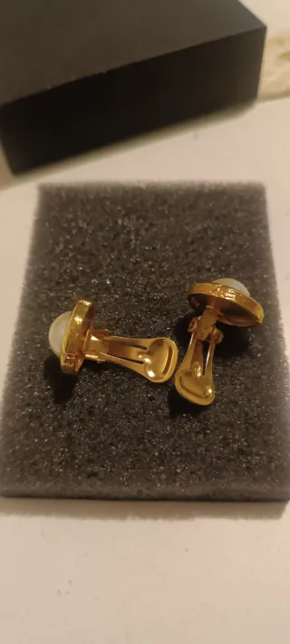 Pendientes perla media chapado oro