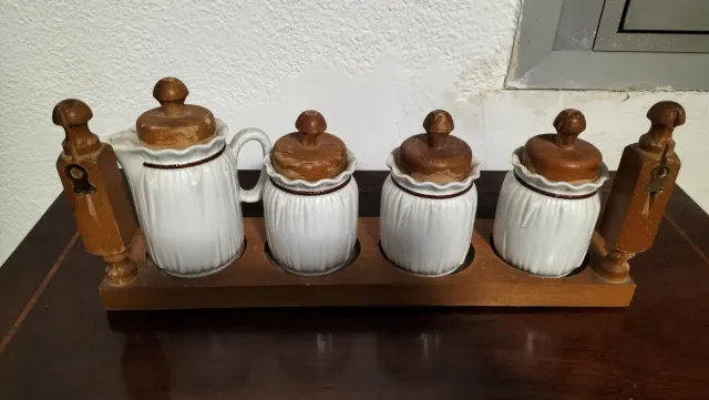 Conjunto 4 Botes Cocina Madera y Cerámica
