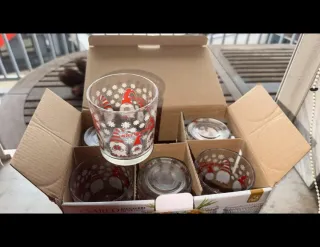 Set 6 Bicchieri Vetro Natale Gnomi