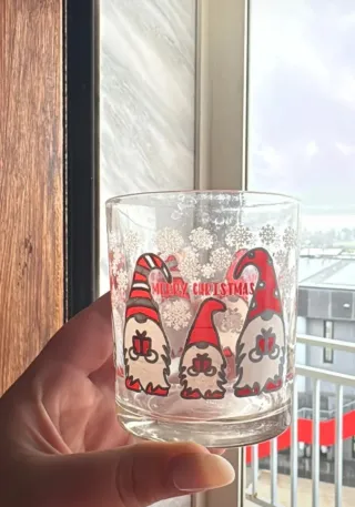 Set 6 Bicchieri Vetro Natale Gnomi