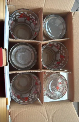 Set 6 Bicchieri Vetro Natale Gnomi