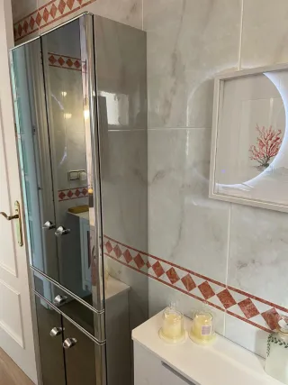 Armario baño tipo columna, con espejo inoxidable,