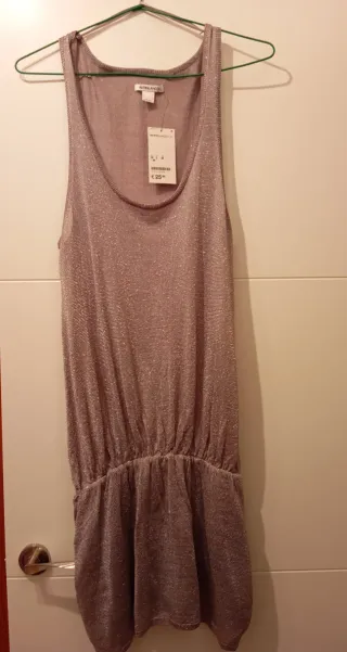 Vestido fiesta plateado BLANCO Talla M sin estrena