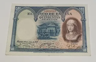 BILLETE 500 PESETAS 1927 – ISABEL LA CATÓLICA MBC+