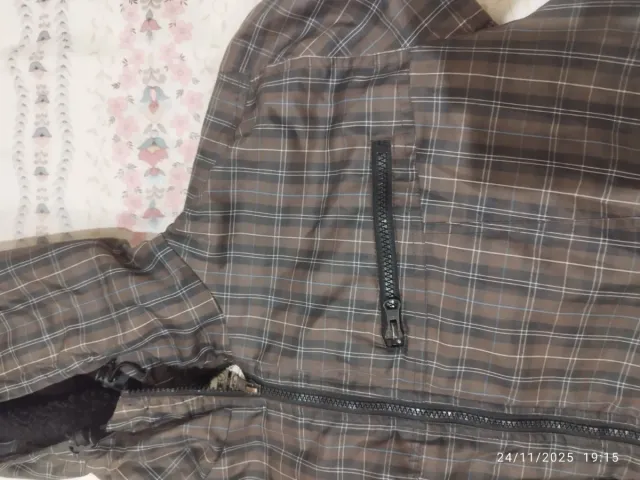 Anorak a cuadros marrón y multicolor