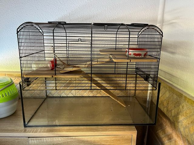 Jaula hámster/jerbo con base de cristal