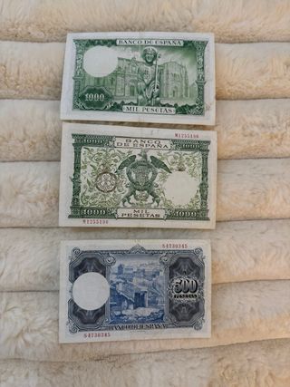 3 Billetes españoles antiguos ptas de alto valor