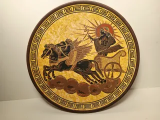 Piatto ceramica greco Apollo carro