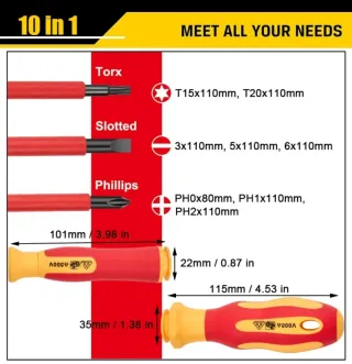 Juego Destornilladores Electricista 500V