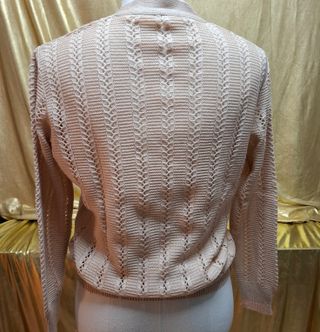 Chaqueta punto calado beige