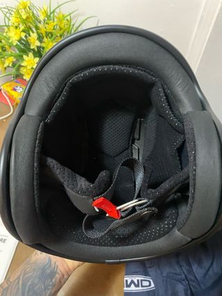 Casco naranja estilo retro dmd