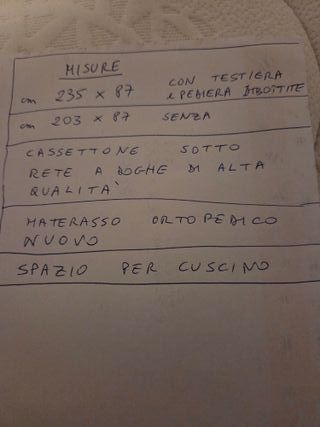 Letto singolo con rete doghe e materasso