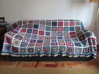 Manta patchwork artesanal de lana grande. ¡NUEVA!