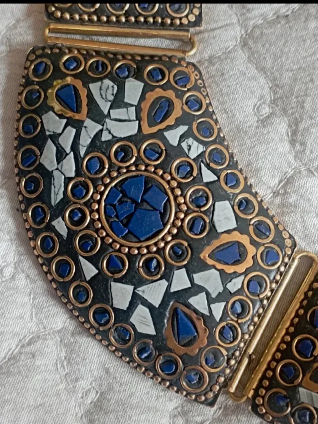 Cartera y Bolso de fiesta azul y dorado