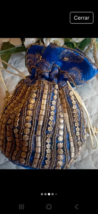 Cartera y Bolso de fiesta azul y dorado