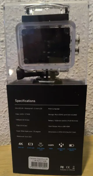 Cámara Deportiva 4K Ultra HD Rosa