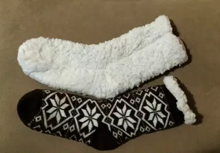 Calcetines Borreguito Estampado Copos Nieve