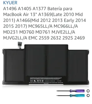 Batería KYUER MacBook Air 13 A1496 A1405