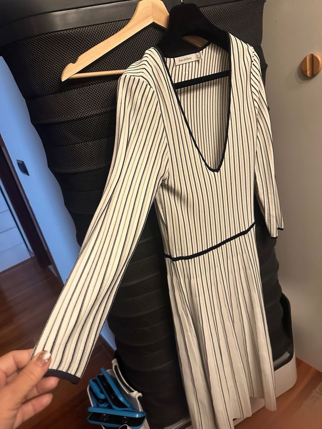 Vestido de punto rayas blanco y negro