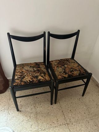 Juego de 2 Sillas Negras Tapizadas