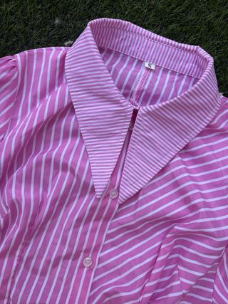 Vestido Camisero Rayas Rosa y Blanco