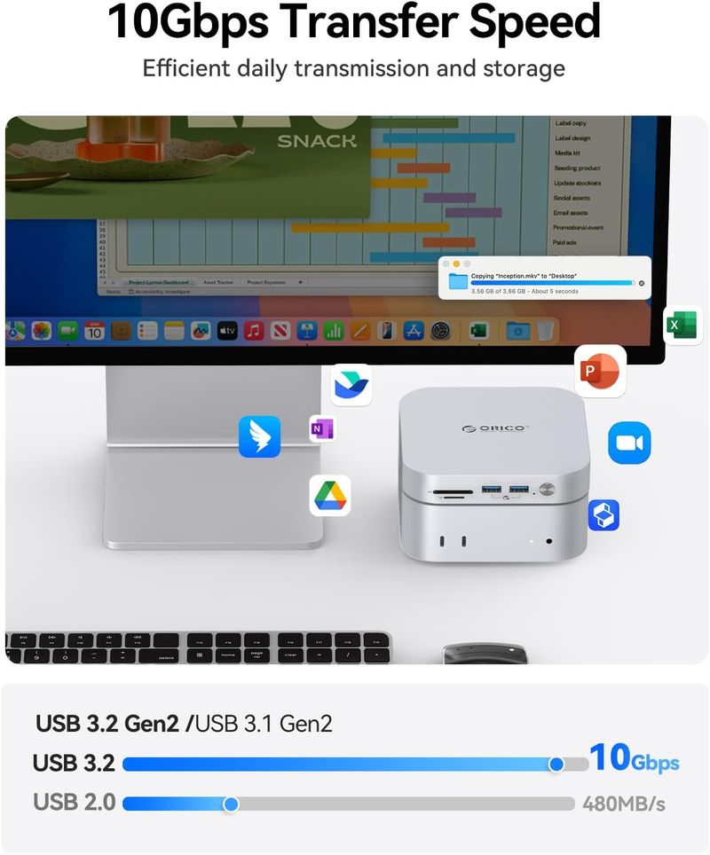 Docking station 9 en 1 Mac Mini M4 slot SSD NUEVO afbeelding 6
