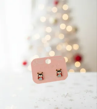 Pendientes pingüinos navidad acero