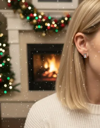 Pendientes pingüinos navidad acero