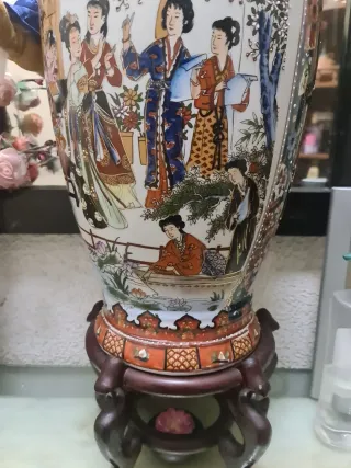 Jarrón Chino Porcelana con peana