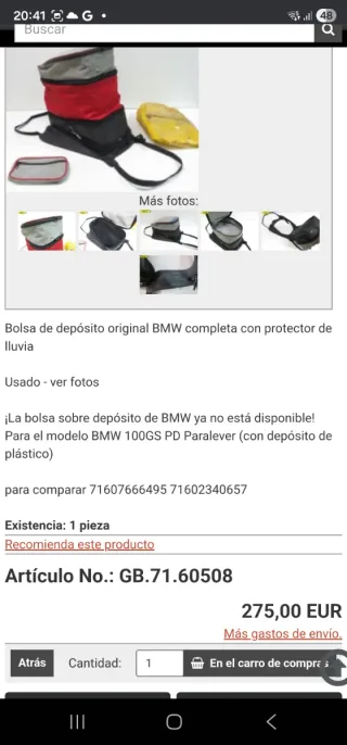 Bolsa Sobredepósito BMW R100GS