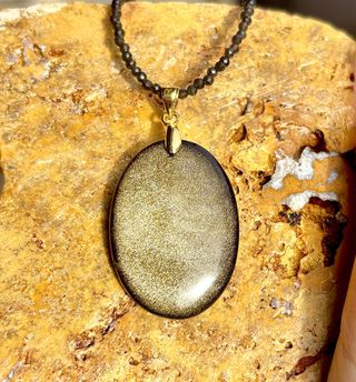 Colgante Obsidiana Dorada, plata 925 oro