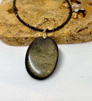 Colgante Obsidiana Dorada, plata 925 oro