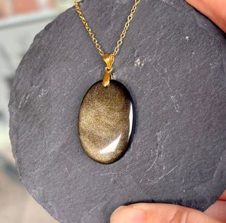 Colgante Obsidiana Dorada, plata 925 oro