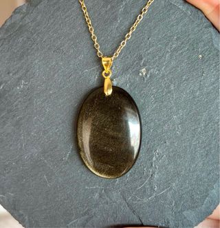 Colgante Obsidiana Dorada, plata 925 oro