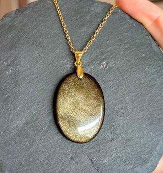 Colgante Obsidiana Dorada, plata 925 oro