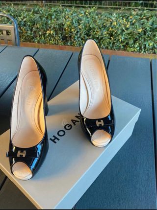 Scarpe Hogan vernice tacco alto nere 35