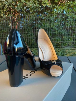 Scarpe Hogan vernice tacco alto nere 35