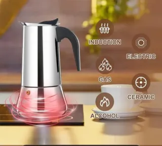 Cafetera italiana 2 tazas 100 ml de acero inox.