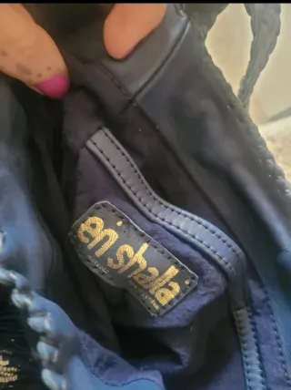 Borsa secchiello En Shalla in pelle blu