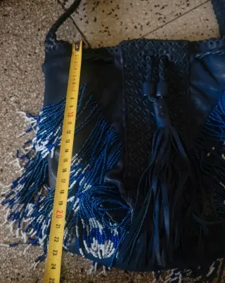 Borsa secchiello En Shalla in pelle blu