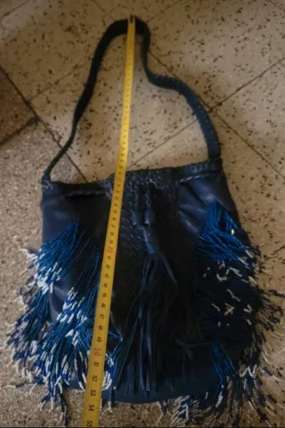 Borsa secchiello En Shalla in pelle blu