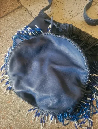 Borsa secchiello En Shalla in pelle blu