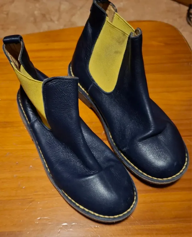 Botas Chelsea Piel Azul y Amarillo T.33