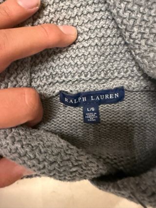 Maglione Ralph Lauren Grigio Shawl Collar