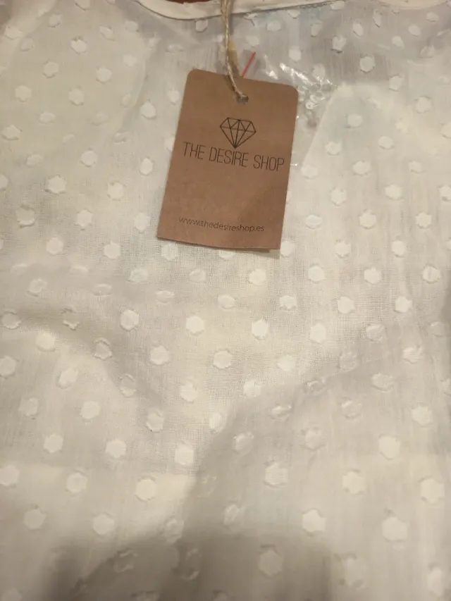 Vestido boho encaje y bordados Color blanco crudo/