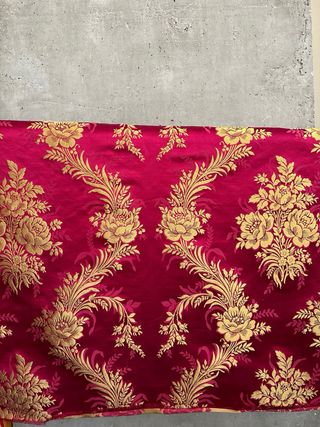 Tela de fallera oro y rojo, antigua seda